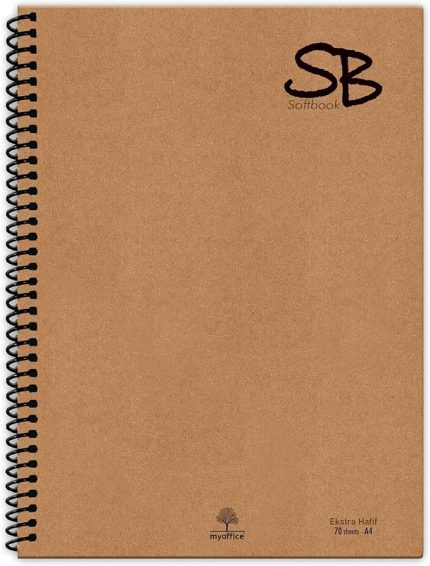 A4 70 Yp. Defter Kraft Kapak Spiralli Hafif Kağıt KARELİ 140 Sf.