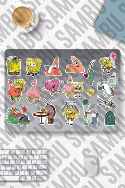 Bob Temalı Sticker Etiket Seti - Sponge Bob Sticker - Laptop Notebook Telefon