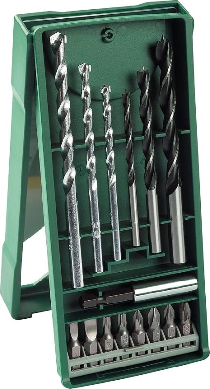 Beton Matkap Ucu Ve Vidalama Seti, Yeşil, 15 Adet, Ahşap Delme Ucu: 4/6/8, Beton Delme Ucu: 5/6/8, Uzun Ömürlü Kullanım