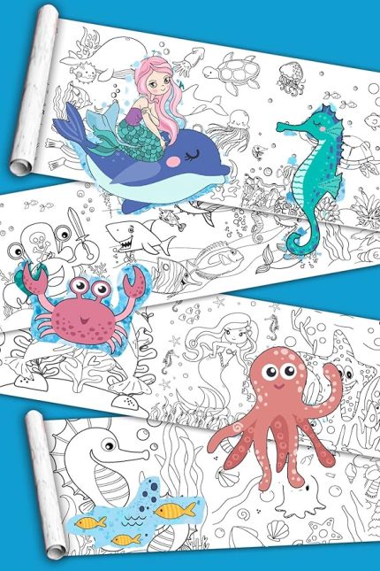 Yaşamı - Okyanus Hayatı - Dev Boyama Kağıdı - Boyama Rulosu - Büyük Boy 5 Metre Uzunluk