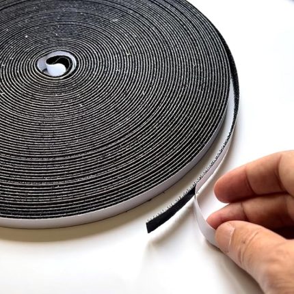 1 cm 25 metre Cırt Bant Arkası Yapışkanlı Şerit Cırt Cırtlı Bant, Aso, Siyah