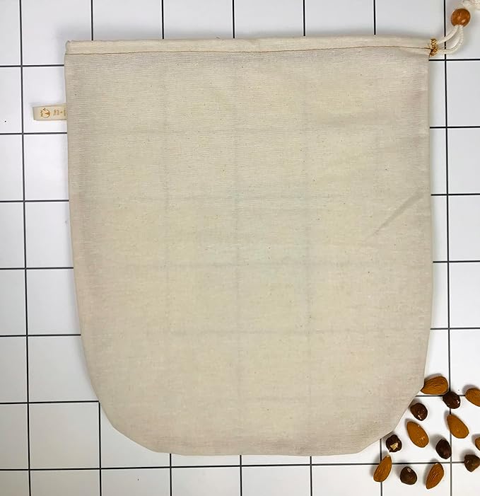 yoga and food %100 Ağartılmamış Ham Pamuk Bitkisel Süt Süzme Kesesi Badem Sütü, Fındık Sütü, Yeşil Sebze Suyu Süzme - Organik Pamuk Kese (30 x 35 cm)
