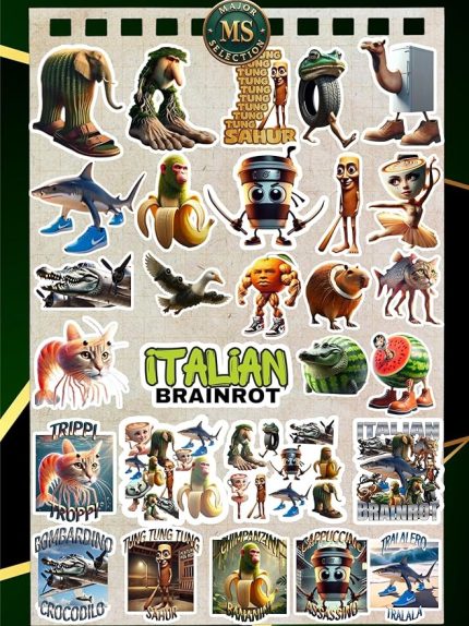 Brainrot Sticker Seti – 28 Parça | Tralalero Tralala, Bombardiro Crocodilo, Boneca Ambalabu | Komik Karakter Çıkartmalar – 3-5 cm Suya Dayanıklı