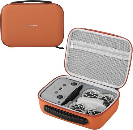 Neo Drone Taşıma Çantası, Seyahat Çantası DJI NEO Fly More Combo, Su Geçirmez Taşınabilir Saklama Çantası EVA Sert Kabuk Koruyucu Kılıf DJI NEO Drone Aksesuarları, Turuncu, Modern