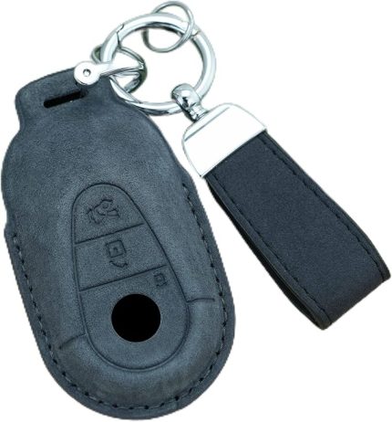 Süet araba anahtarı kılıfı anahtar kılıfı Mercedes Benz W206 W223 S350 C260 S400 S450 S500 C S sınıfı EQS AMG için koruyucu kılıf anahtarlık anahtar çantası Cover aksesuar A siyah