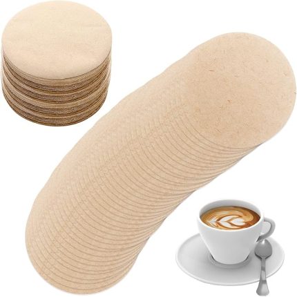 400 adet ağartılmamış kahve filtreleri kağıtları, 64mm/2.5" yuvarlak yedek kahve filtreleri kağıt doğal filtre kağıdı Espresso makineleri ve kahve makinesi Moka Pot