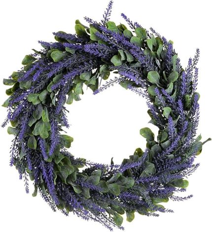 Yapay çelenk, kapı çelengi 17 lavanta bahar çelengi, yuvarlak çelenk, ev kapısı için, yaşam kültürü