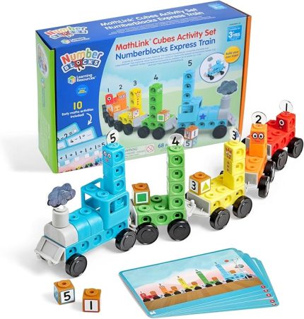 Resources MathLink Tren Ekspres Seti, Çizgi Film Oyuncakları, Matematik ve Sayı Oyunları, Numara Bloku Küpleri, 10 Matematik Aktivitesi, 3 Yaş ve Erken, HM96094-UK, Çoklu