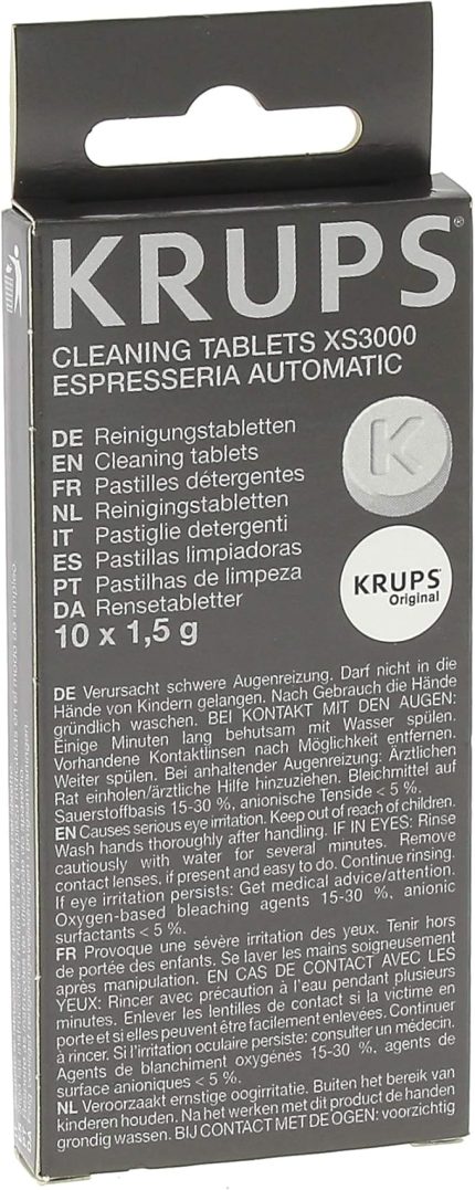 Temizleme tabletleri XS3000 | tüm Krups kahve makineleri için | 10 adet | hijyenik komple temizlik | kolay kullanım, şeffaf, beyaz