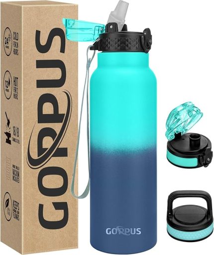 750 ml/24 oz yalıtımlı su şişeleri saman 0,75 litre metal şişeler çelik termal şişe paslanmaz çelik spor salonu şişesi çift duvarlı içecekler şişe sızdırmaz sıcak/soğuk su şişesi BPA içermez