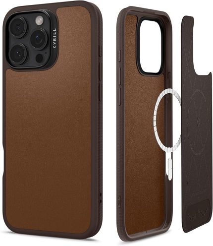 Ciel by CYRILL iPhone 16 Pro Max MagSafe Kılıf Kajuk Mag Hava Kanalı Teknolojisi™ Askeri Sınıf Koruma Saddle Brown Vegan Deri Kapak - ACS08397