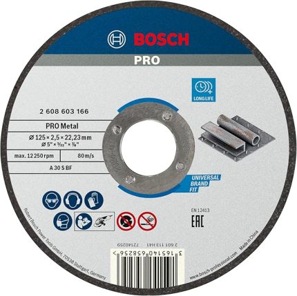 - 125 * 2, 5 mm Standard Seri Düz Metal Kesme Diski (Taş), Gri, 1 Adet