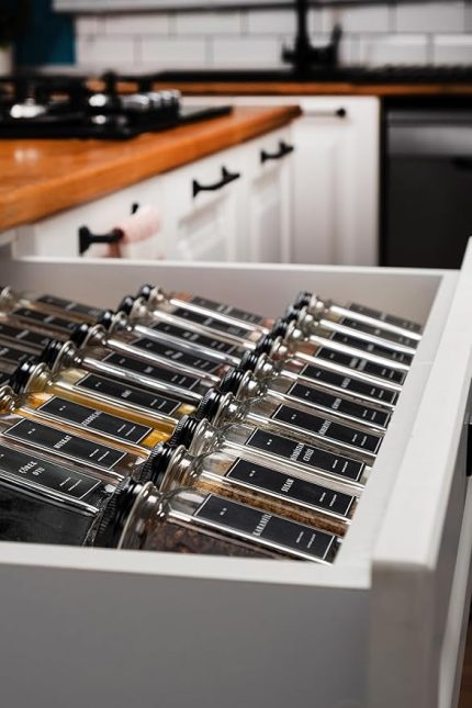 Home 24'lü Baharatlık Seti, 120 ml, Siyah Kapak ve Etiketli Standsız Takım