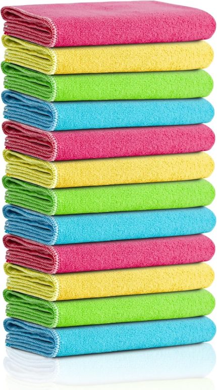 CLEANING | Mikrofiber Temizlik Bezi | Klasik Serii | 250 GSM | Banyo, Mutfak Bezi | Bulaşık Kurulama Bezi | 4 Renk x12 Adet