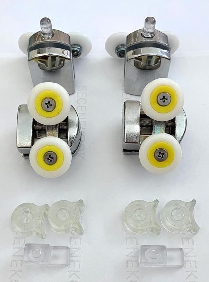 Rulmanlı Cam Duşakabin Tekerleği Metal Kırılmaz Gövde Krom 4'lü Set