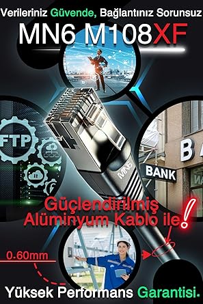 M108XF internet kablosu 90 metre/FTP 0,60mm/Cat6 İki Kat Korumalı/internet bağlantı kablosu 90 Metre/iç Dış Mekan/ISO 9001 Ve 2012 Certified High Pro Cable (Metre 90) (ölçü, Metre,90) - Görsel 3