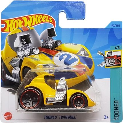 Wheels - Tooned Twin Mill - Tooned 1/5 - HKJ84 - Short Card - sarı - Mattel 2023 - 1:64
