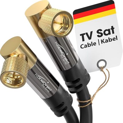 – Sat/Anten Kabluso, Koaksiyel Kablolar – 90° açılı – 2m – 4K TV Uydu Kablosu, F Konnektör – 0,5-30m arasında mevcut (Radyo/TV, DVB-T, DVB-C, DVB-S/DVB-S2, internet, siyah)