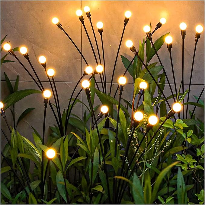 Ateşböceği Işıkları, 4'lü Paket 40 LED Solar Bahçe Işıkları, Güneş Enerjili Sallanan Bahçe Lambaları IP65 Su Geçirmez, Dış Mekan Gümrükleme için Güneş Işıkları Yard Peyzaj Yolu Veranda