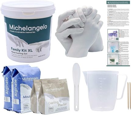 Michelangelo KIT el baskısı seti. Çiftler ve arkadaşlar için yaratıcı hediye fikri. Düğün, anneler günü, yıl dönümü ve doğum günü için mükemmel. (KIT XL 4 el)