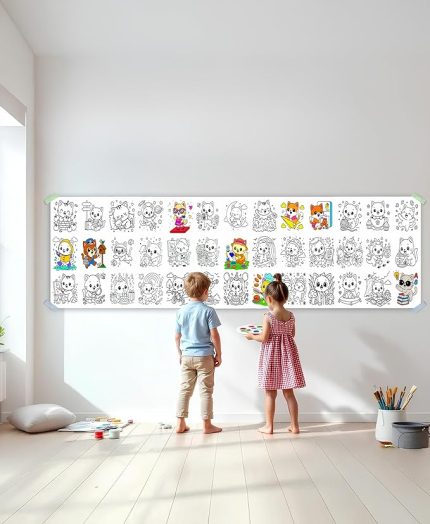 Kediler Temalı Dev Boyama Kağıdı 2,5 Metre Rulo Boyama Kağıdı Çocuk Anaokulu ve Kreşler Için Aktivite- Çocuk Eğitici Boyama