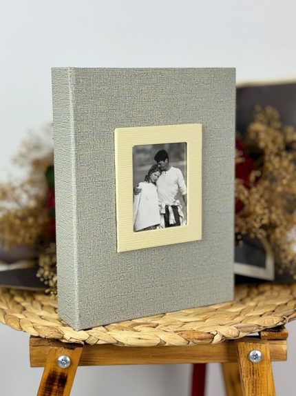 15x21cm 100 Fotoğraf Kapasiteli Lüks Çerçeveli Koton Fotoğraf Albümü Vizon