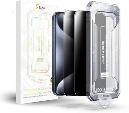 iPhone 15 Pro Max Uyumlu [2'li Paket] Privacy Hayalet Ekran Koruyucu Kolay Kurulum