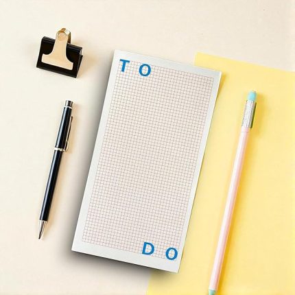 Tanıtım Masaüstü Planlayıcı | Kopar-At Kareli Not Kağıdı Not Defteri | 150 Yaprak, 90 gr Ivory Kağıt | Uzun Form Planlayıcı – 226x118 mm (To Do)