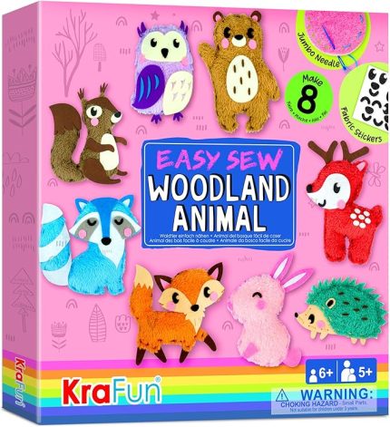 Yeni Başlayanlar İçin Kolay Dikiş Seti Sanat ve El Sanatları, Ormanlık Hayvanların Doldurulmuş Bebeklerinin 8 Kendin Yap Projesi, Ayı, Tavşan, Tilki, Baykuş, Talimatlar ve Keçe, Kızlar, Erkek