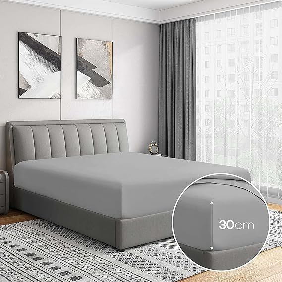 | Jersey |%100 Doğal Pamuklu Tek/Çift Kişilik Lastikli Çarşaf GRİ - Görsel 3