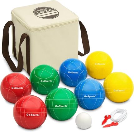 90 mm Backyard Boccia Seti, 8 Küre, Pallino, Çanta ve Ölçüm İpi - Birinci Sınıf Reçine