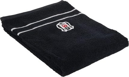 Beşiktaş Lisanslı Arma Baskılı%100 Pamuk Banyo Havlusu, Siyah, 70x140 cm