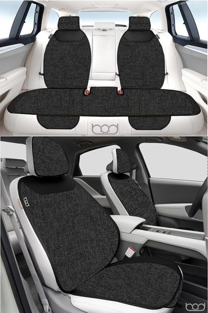 Keten Terletmez Oto Koltuk Minderi Seti Koltuk Koruma Kılıfı Yalı Serisi Ön Arka Set Siyah