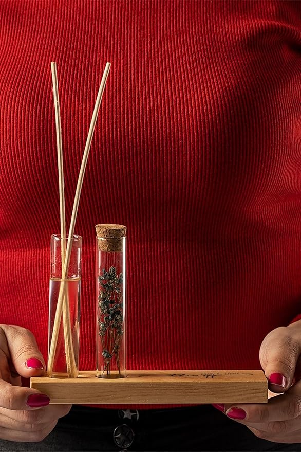 Günü Hediyesi Mottolu Çiçekli Dekoratif Set - Bambu Oda Kokusu Şişesi - Görsel 4