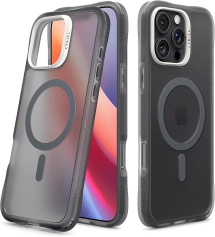 Ciel by CYRILL iPhone 16 Pro ile Uyumlu MagSafe Kılıf Ultra Sheer Mag Kaymaz Mikro Dokulu Gri Şeffaf Kapak - ACS08252 (Spigen TR Garantili)