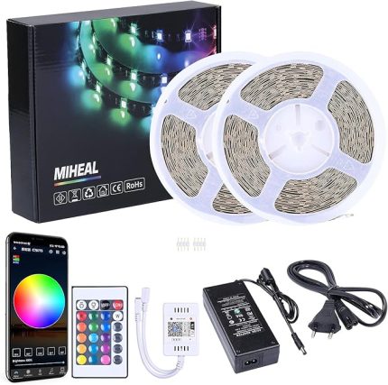 wifi LED şerit 20m, uzaktan kumanda güç kaynağı ile APP kontrolü LED şerit şerit, yatak odaları, odalar, ev için RGB Led şerit ışıkları ışık şeridi Renk değiştiren Led ışık zinciri