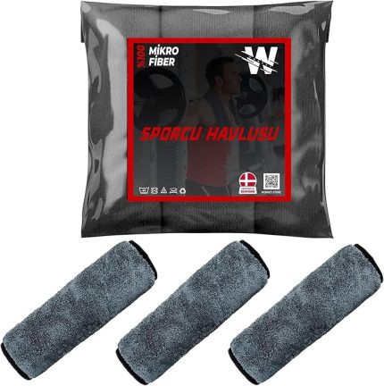 Sporcu Fitness Antreman Havlusu 30x100 cm, Ultra Hafif ve Hızlı Kuruyan Mikrofiber Spor Havlu, Gym Boks Pilates Tenis Havlusu (3 Adet 30x100, Gri)