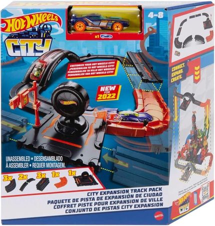 Wheels Pist Dünyası oyun seti Hot Wheels™ Pist Dünyası seti, 1 adet arabayla birlikte 10 parça set, 4 yaş ve üzeri çocuklar için hediye HDN95
