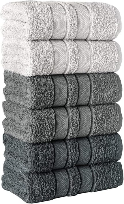 Home Lia Üç Renkli El-Yüz Havlusu,6'lı Paket, 6 Parça 50x85, Yumuşak ve Emici, Premium Kalite Günlük Kullanıma Uygun%100 Pamuk Havlu(Beyaz-Gri-Siyah)