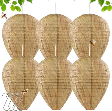 adet yaban arısı yuvası maketi, eşek arısı yuvası maketi, dış mekan için asma eşek arısı tuzağı, su geçirmez, yapay yaban arısı yuvası, ev ve bahçe için hava şartlarına dayanıklı