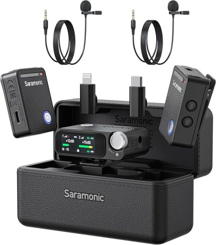 Ultra Kablosuz Yaka Mikrofon, 32-Bit Float Kayıt, Zaman Kodu Senkronizasyonu, Gürültü Engelleme, IPX5 Su Direnci, 984' Aralık, 130dB SPL, Kameralar, Akıllı Telefonlar, Bilgisayarlar için