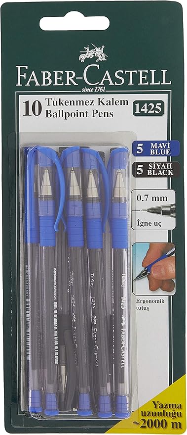 1425 10'Lu 2 Renk Tükenmez ( 5 Siyah+5 Mavi)