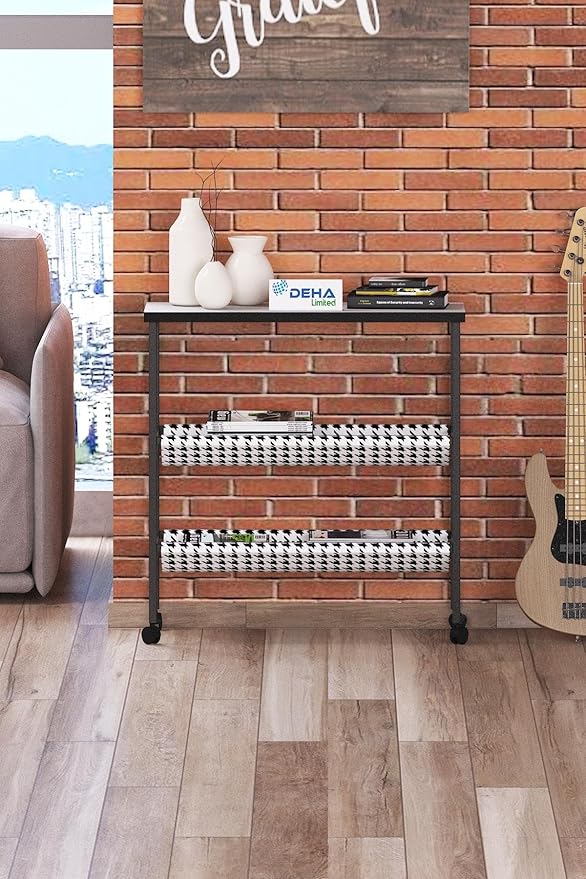 Dergilik Kumaş Raflı Çanta Gazetelik Kitaplık Çok Amaçlı Koltuk Yan Sehpa Sunumluk - Görsel 2