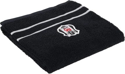 Beşiktaş Arma Lisanslı Düz%100 Pamuk Yüz Havlusu, Siyah, 50x90 cm