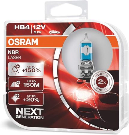 Ampul Night Breaker Laser HB4 12V 51W%150'ye kadar Fazla Işık 150M'ye kadar Fazla Görüş Açısı,%20'ye kadar Beyaz Işık, İkili Kutu (2 Lamba) 9006NL/HCB