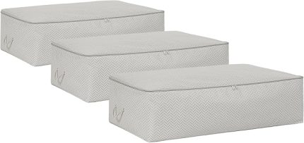Home Textile 3'lü Mega Boy Gri Balıksırtı Baza Altı Hurç Set 74 x 46 x 22 cm