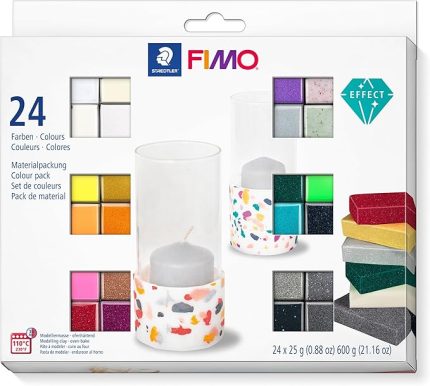 8013 C24-1ST Oven Hardening Modelling Clay, Multicoloured, 24 Half Blocks