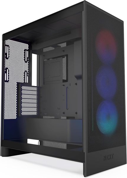 H7 Flow RGB | RGB fanlı orta kule ATX hava akışı muhafazası | doğrudan GPU soğutma için zeminde fan destekler | 360 mm RGB tek çerçeveli fan | kablo yönetimi | siyah