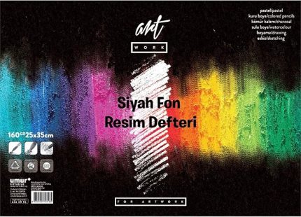 Clara Renkli Resim Defteri Siyah Fon 160 gr 25 x 35 16 Yaprak