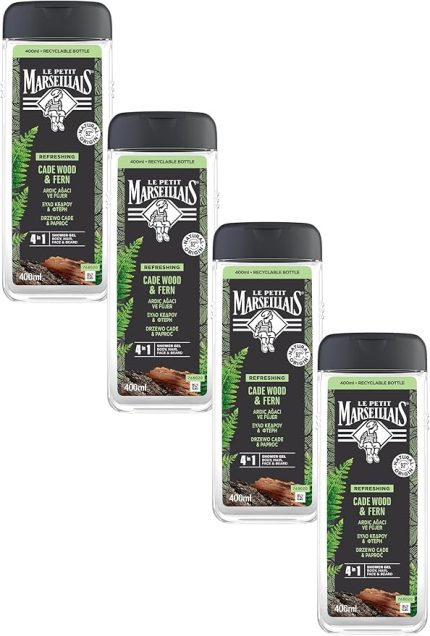 Petit Marseillais Duş Jeli Men Serisi Ardıç Ağacı ve Füjer (4 x 400 ml) çok renkli